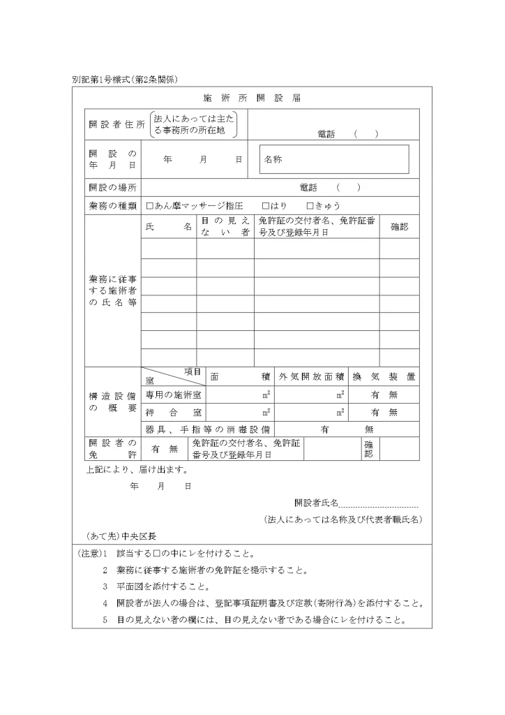 施設所開設届