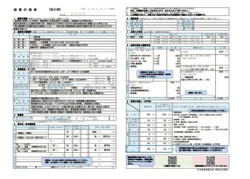 整骨院　事業計画書　記載例